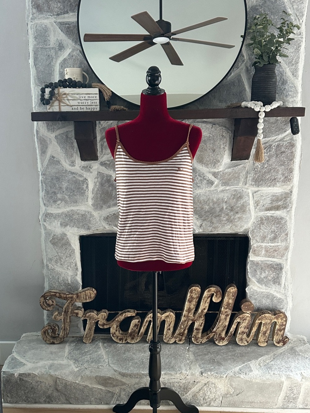 NWT PINK - Striped Brown and White Tank Top XL